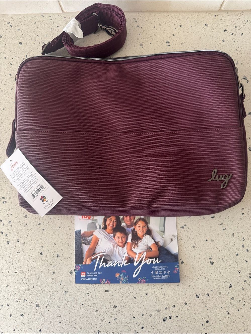 lug DELTA Matte Luxe Wine 14.5” Laptop Crossbody Messenger Bag Travel School NWT